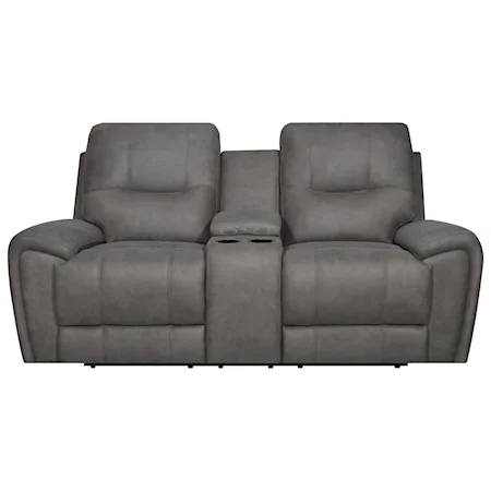 Contemporary Power Reclining Loveseat with Cupholder Storage Console